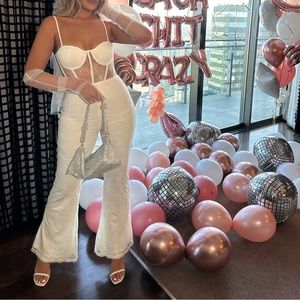 Club L London White Lace Jumpsuit